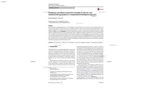 Evaluating unconfined compressive strength of cohesive soils stabilized with geopolymer: a computational intelligence approach